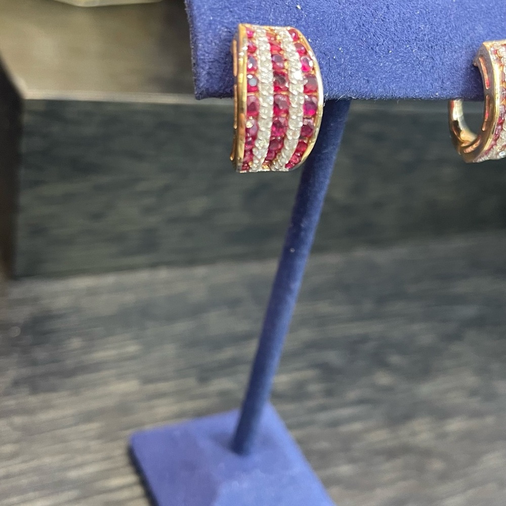 💘💘Ruby & Diamond Earrings - Picture 3 of 3